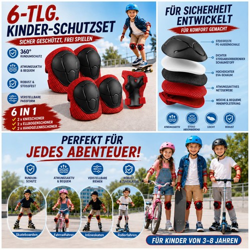 6tlg kinder schutzausrüstung - 6tlg,